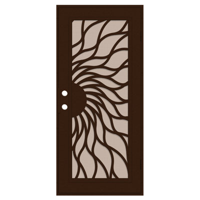 Sunfire Aluminum Security Door with Desert Sand Perforated Metal Screen