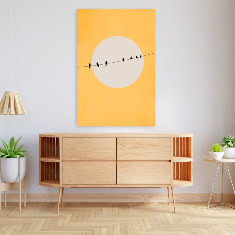 Art contemporain, paysage contemporain abstrait, oiseau, H 48 po x l 32 po