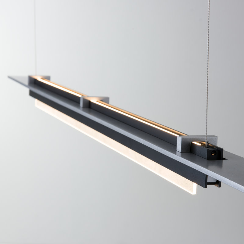 Luminaire suspendu géométrique à 1 lumière Plank, Noir, Platine rétro