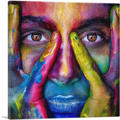 Colorful Face Mask Home Decor - Wrapped Canvas Photograph