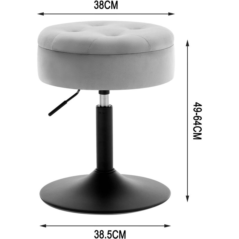 Lieven Adjustable Height Ergonomic Lab Stool, Light Grey