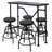 Industrial Bar Table And 4 Stools Set, Solid Pine Wood With Black Walnut Finish, Fixed Height Bar Height Table With Adjustable Stools For Kitchen, Dining Room, Home Bar & Cafe-1852049214