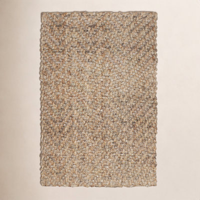 Jiona Brown Hand-Woven Chevron Jute Rug