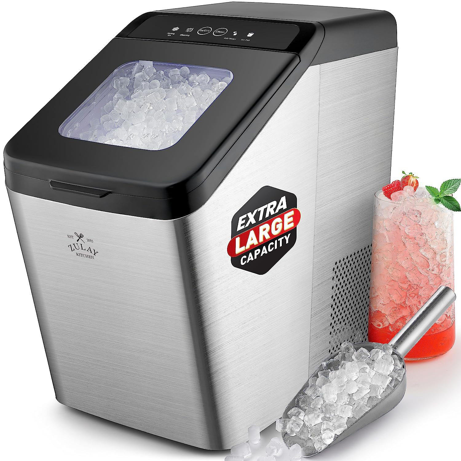 Zulay Kitchen 7 Lb. Daily Production Nugget Clear Ice Portable Ice Maker