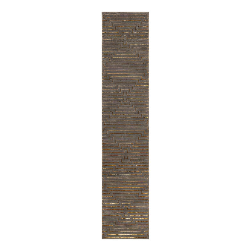 Tapis Mirage Nikica Latitude Run® gris et or, Tapis de couloir 2 pi 7 po x 12 pi