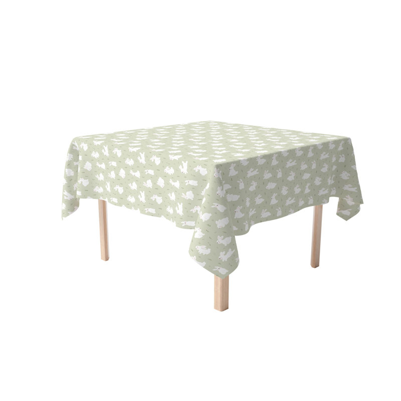 Square Tablecloth, 100% Cotton, 60X60", Bunnies In The Grass