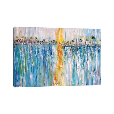 Abstract Harbor Boats by Karen Tarlton - Wrapped Canvas Painting