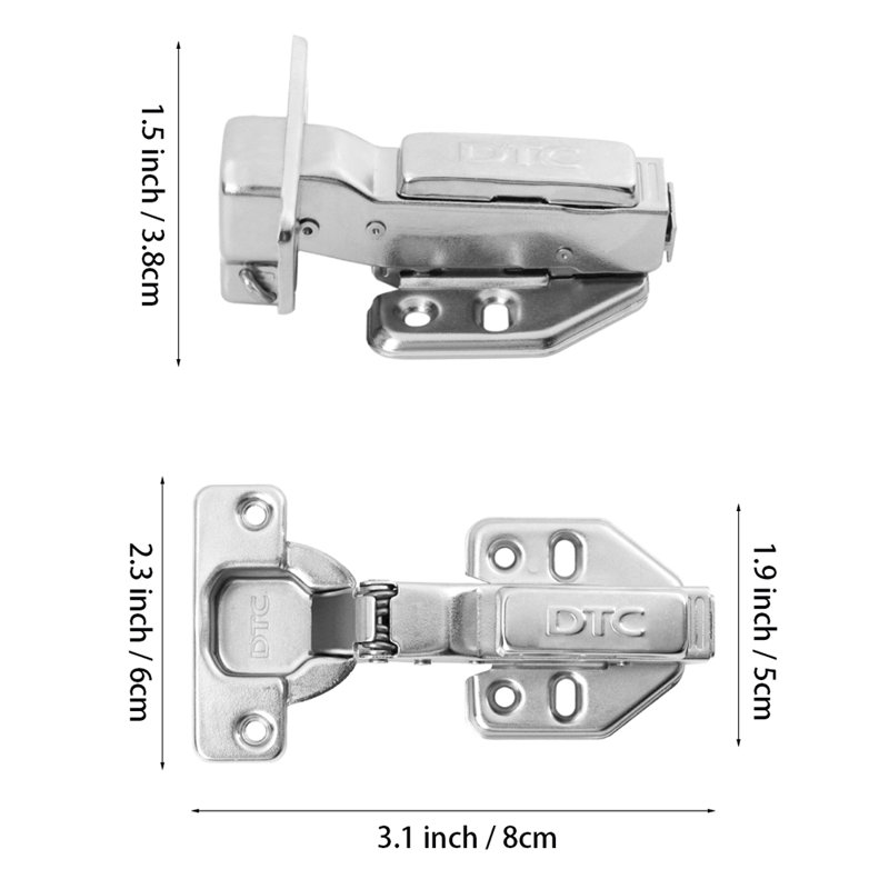 2 Pcs 110 Degree Soft Close Half Overlay Cabinet Door Hinges