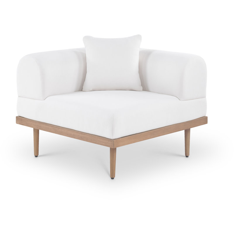Chaise modulaire de coin pour terrasse en oléfine, Crème, crème