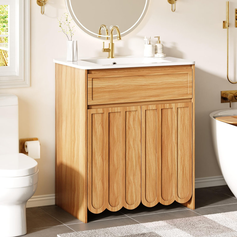 Freestanding Standard With Ceramic Top, Natural
