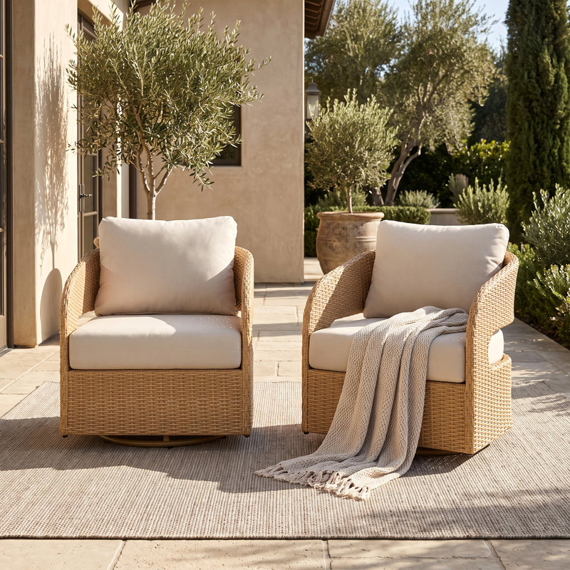Swivel Outdoor Lounge Chair with Cushions