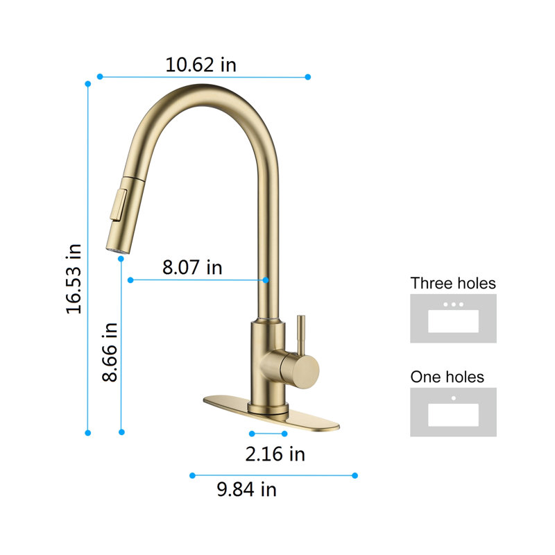 Robinet de cuisine tactile avec douchette rétractable, levier unique pour une gestion précise de la température et du débit de l'eau, buse à grande arche rotative à 360 °, surface en acier inoxydable brossé or