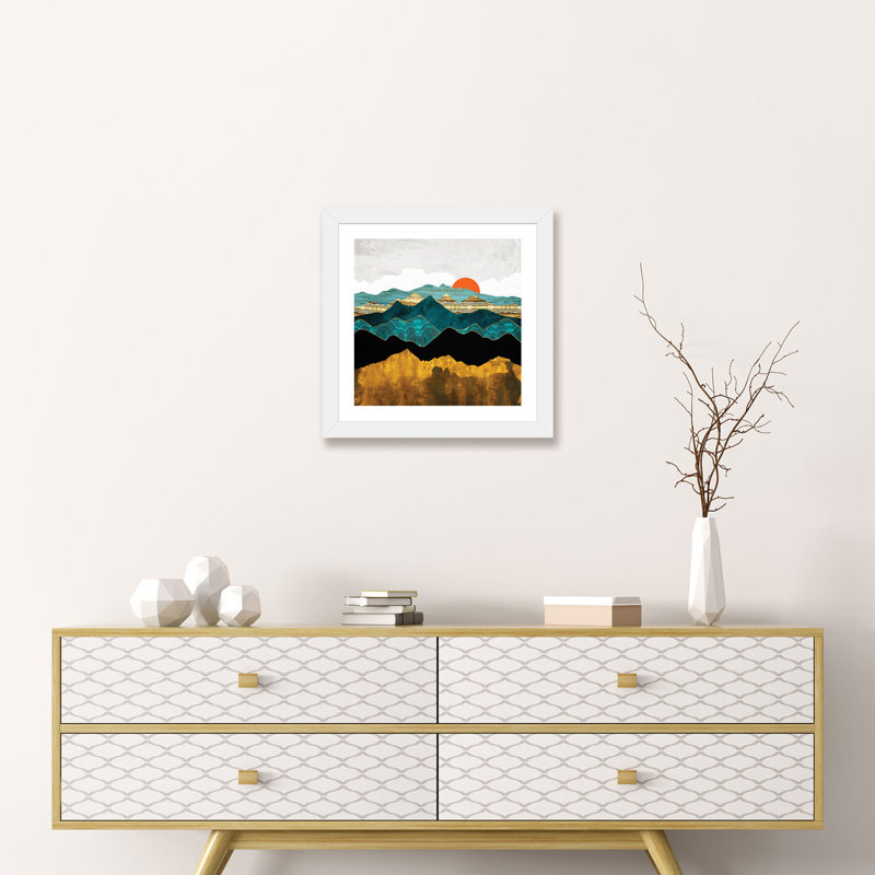 Turquoise Vista - imprimé, H 16 po x l 16 po x p 1 po, Encadré par un papier blanc