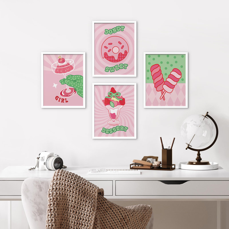 Ice Cream Donuts Resort StylePink Collages, Blanc, H 10 po x l 8 po