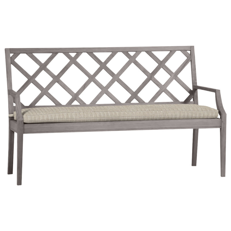 Banc d'extérieur en teck Haley, Huître teck, Pas de soudure, Sable à chevrons
