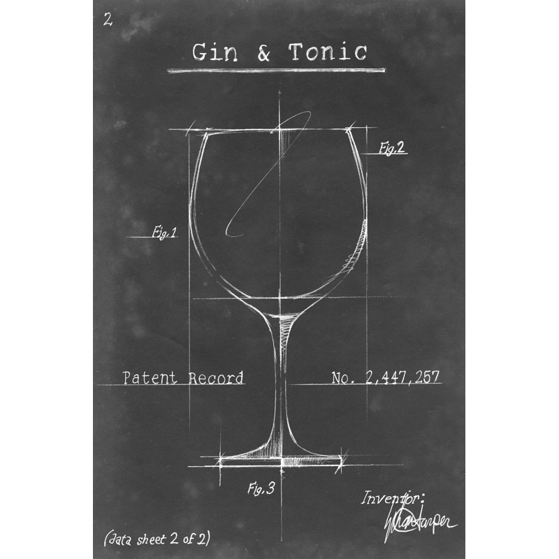 Barware Blueprint X by Ethan Harper - Wrapped Canvas Print, 121cm H x 81cm W x 3.8cm D