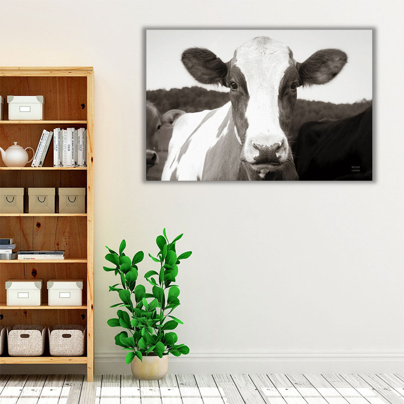 At the Barn Black and White - reproduction d'art sur toile, H 32 po x l 48 po