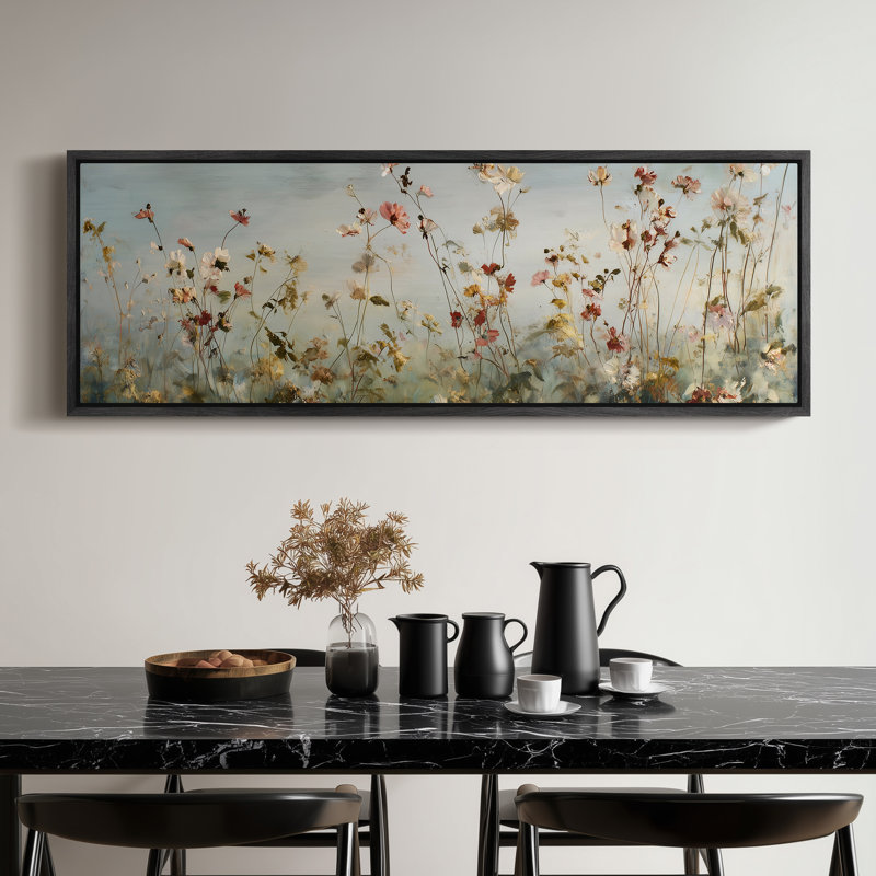 Impression sur toile Wildflower Meadow Breeze, H 20 po x l 60 po, Noir