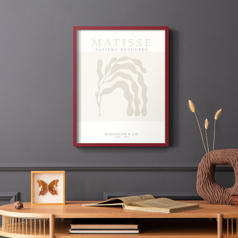 Matisse CDXIX, reproduction encadrée - bois massif, Cadre simple rouge, H 10 po x l 8 po