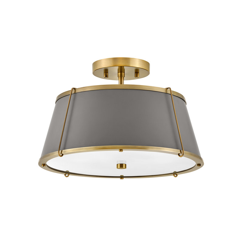 Clarke Medium Semi-Flush Mount, Lacquered Dark Brass, Lacquered Dark Brass