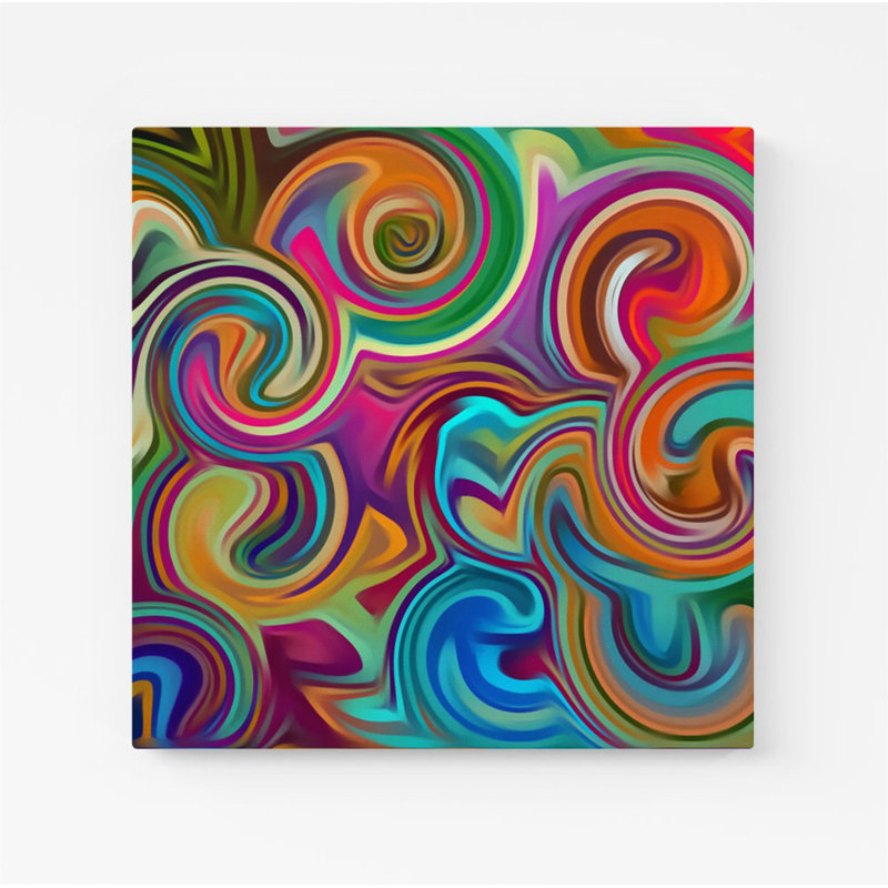 Colourful Wave Pattern - Wrapped Canvas Print, 16cm H x 16cm W x 3.8cm D