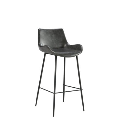 Upholstered Faux Leather Counter Stool with Iron Frame