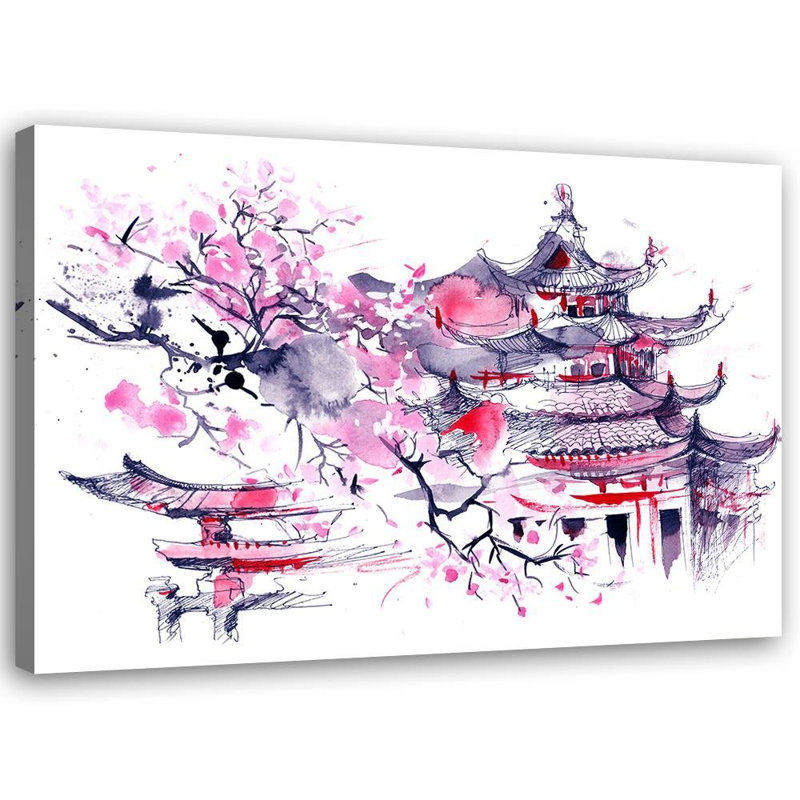 Image, Japan Watercolor - Wrapped Canvas Print, 70cm H x 100cm W