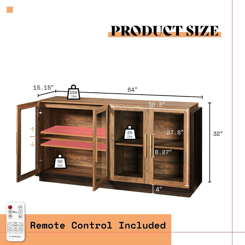 Buffet Ainez 64, Brun / bois de grange