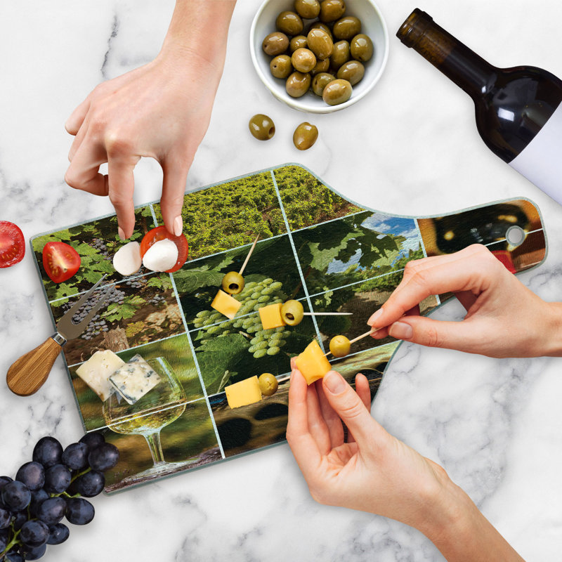 Vineyard Landscape Tempered Glass Cutting and Serving Board