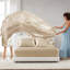 Draps simples en satin froissés pour matelas de 16 po, comprenant 1 drap plat, 4 taies d'oreiller ajustées, rideaux soyeux et d'apparence gracieuse-126060655-126060651
