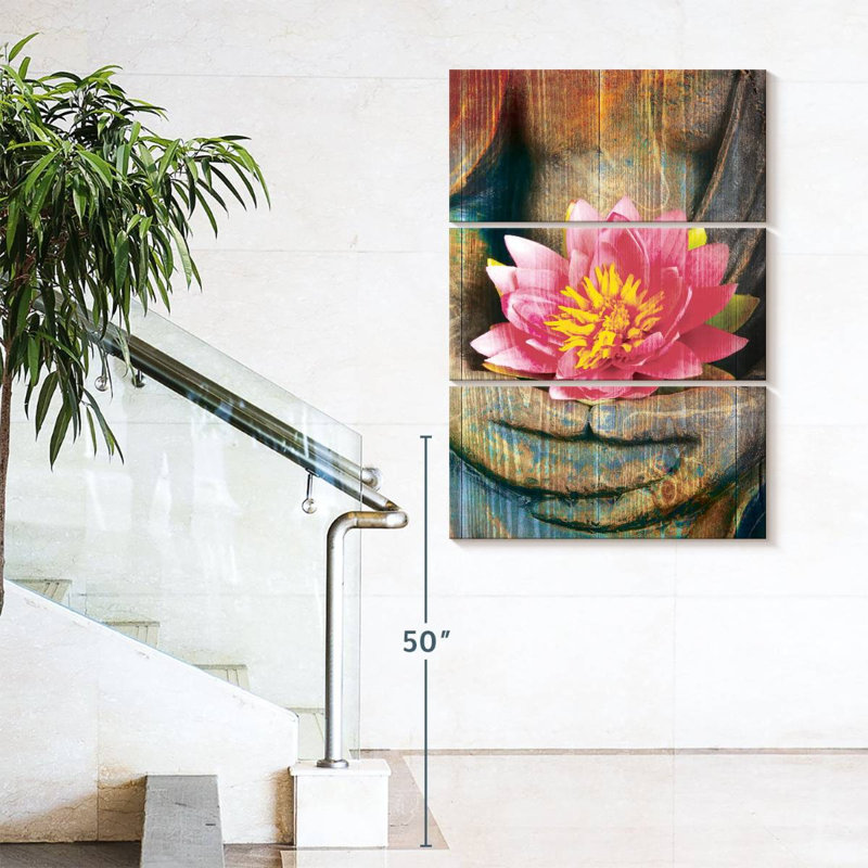 Lotus lotus main 3 pièces, H 42 po x l 65 po x P 1,25 po