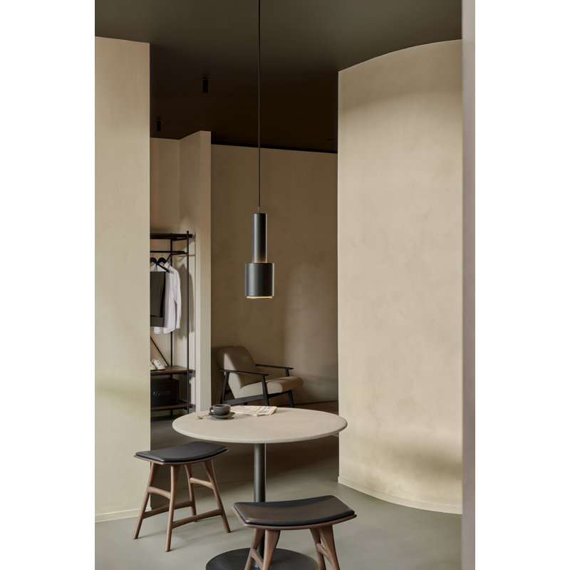 Blend dining table - varnished Microcement top - Off White - Dark Bronze base - round 70/70/76, 30"H x 27.5"L x 27.5"W