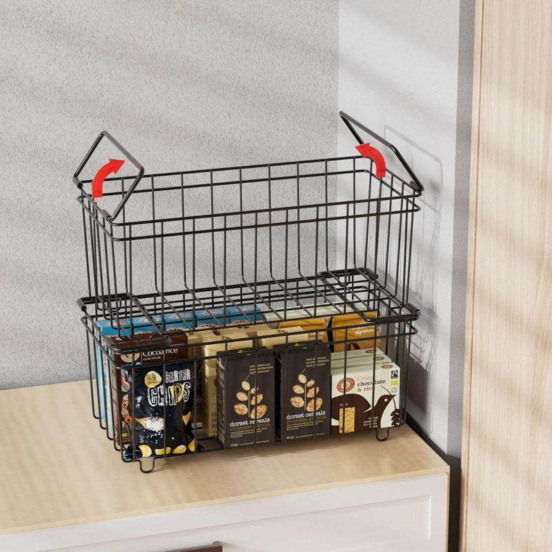 4/6Pcs Carbon Steel Storage Baskets Bins