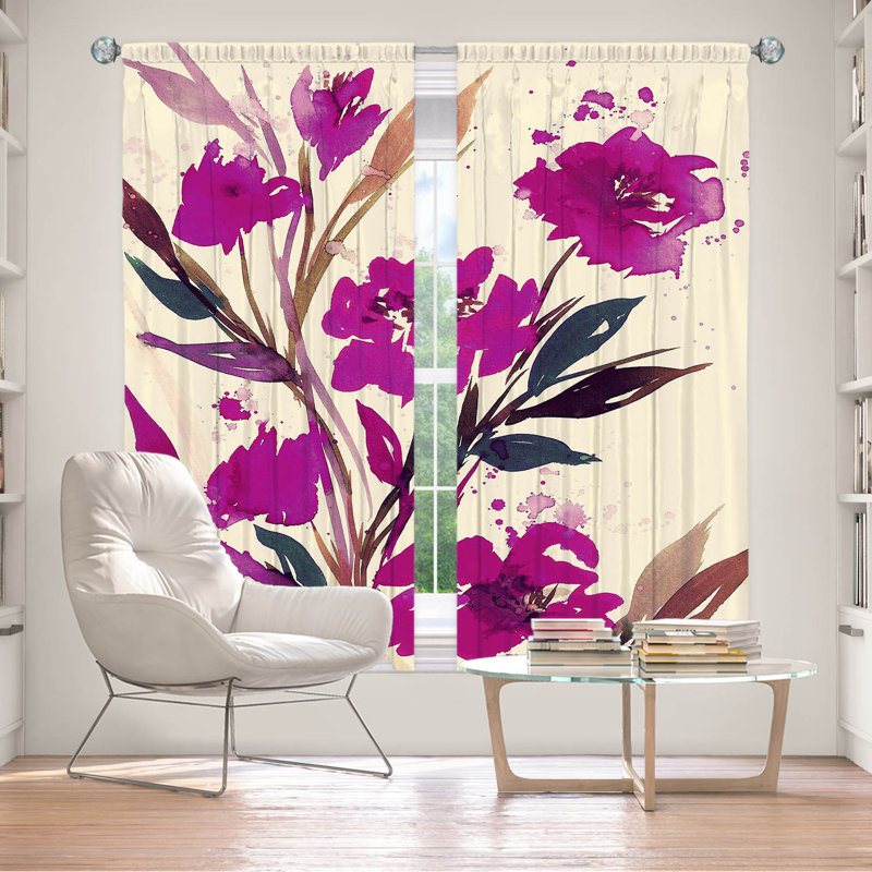 Rideau en polyester, L 40 po x L 61 po, Rose