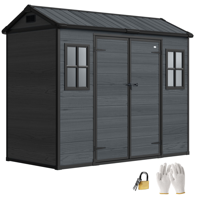 Garden Storage Shed, Dark Grey