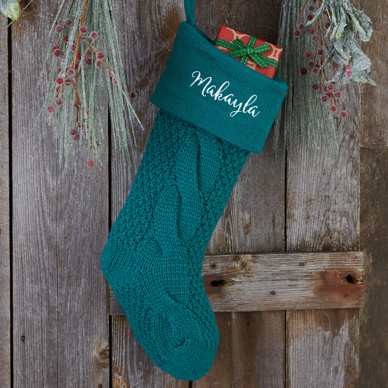 Cozy Cable Personalized Stocking, Teal