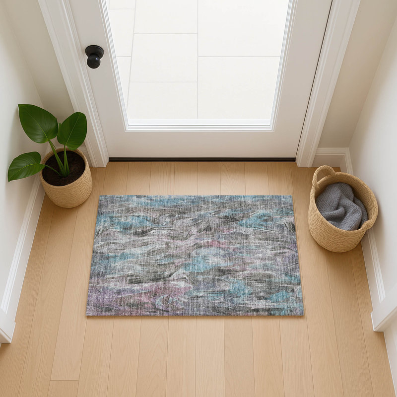 Machine Washable Indoor/Outdoor Houtz ACN2269 Abstract Rug, Rectangle 1'8" x 2'6"