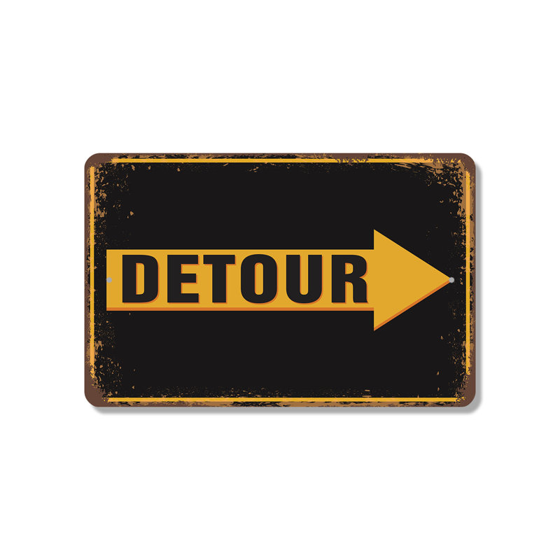 Plaque en plastique «Detour Street», H 11 po x l 17 po x P 0,1 po