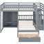 Lit superposé double gris avec rangement. Garde-robe et tiroirs inclus. Idéal pour les petits espaces. Organisez votre chambre à coucher. 97,9 po de longueur x 80 po de largeur et 64,6 po de hauteur. Bois massif pour maximiser l'espace de rangement --587944217