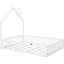Lit double en bois avec garde-corps - Blanc et confortable
