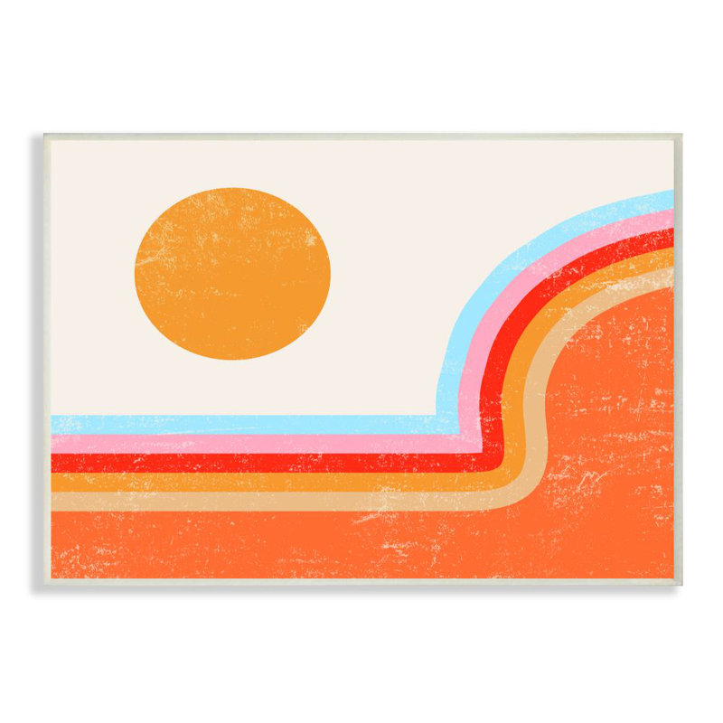 «Abstract Sun over Striped Lines» par Daphne Polselli - impression d'art graphique, Plaque murale
