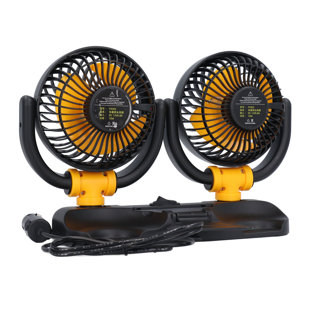 Ventilateur de voiture, ventilateur pliable à double tête, refroidissement silencieux, 2 vitesses, ventilateur de véhicule à rotation de 360 degrés