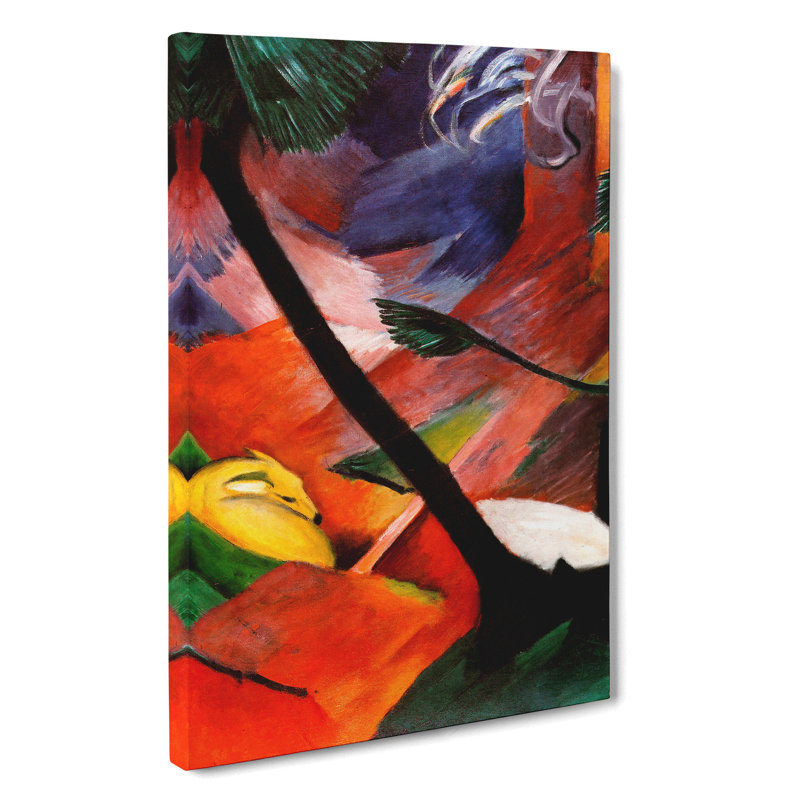 Sleeping Deer In The Forest by Franz Marc - Wrapped Canvas Painting, 50cm H x 35cm W x 3cm D
