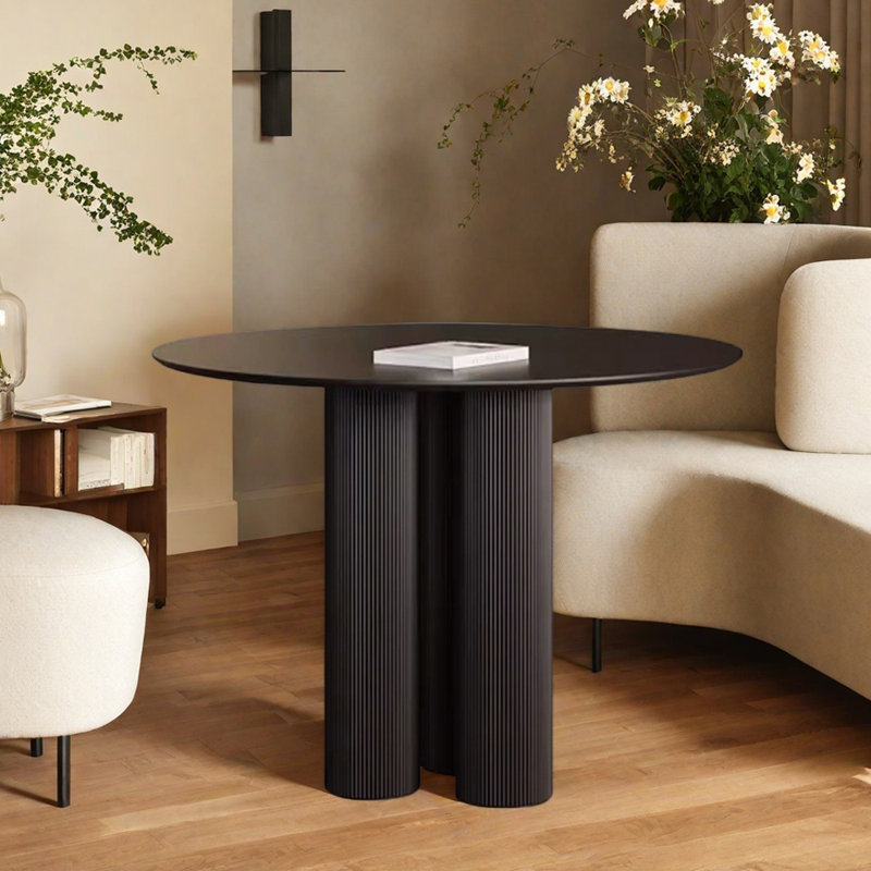 Table ronde moderne en pierre de qualité supérieure, H 29,52 po x L 43,3 po x l 43,3 po