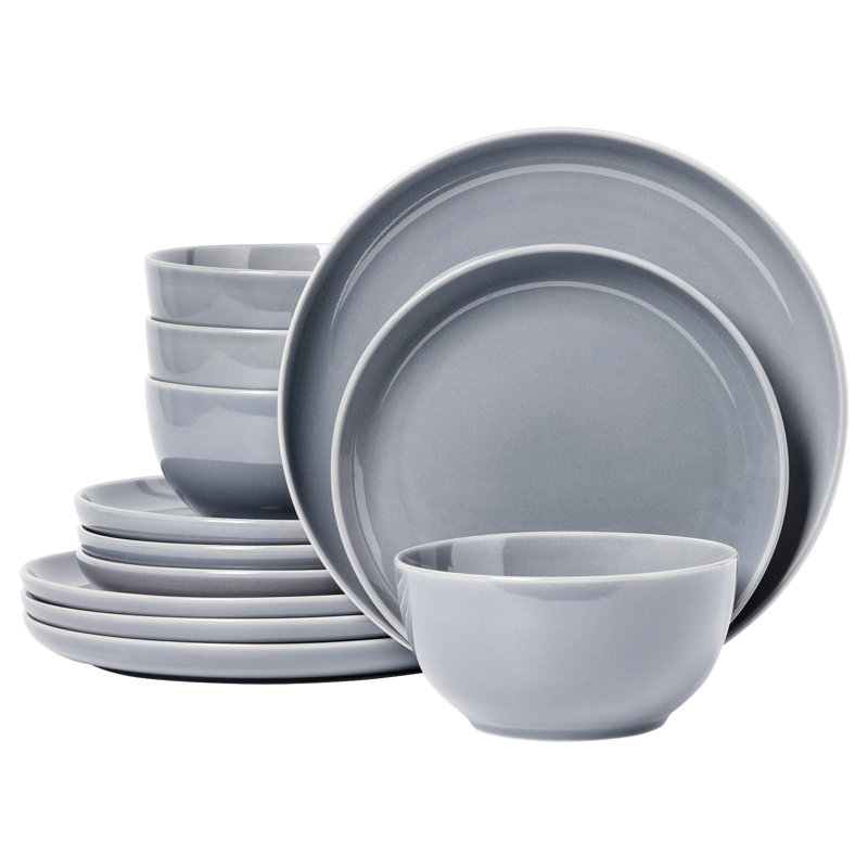  Pure 12 Piece Stoneware Dinnerware Set - Service For 4, Grey
