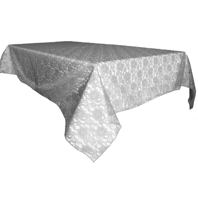 Floral Lace Overlay, 58" x 58", Silver