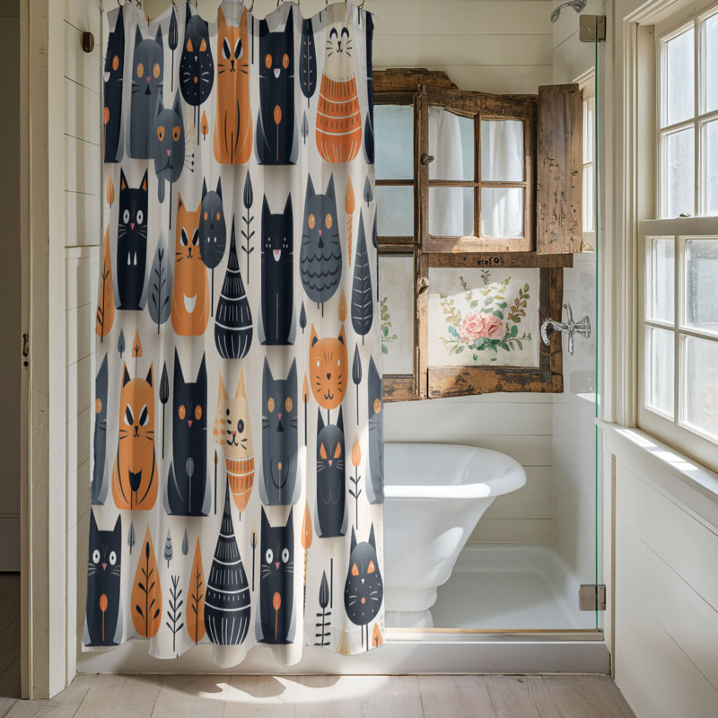 Haunted Kitties - Rideau de douche Premium, H 74 po x l 71 po