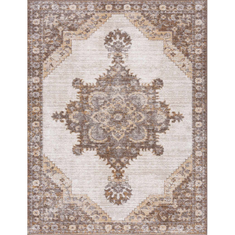 Tapis beige / sable / vison / brun Val, Blanc cassé, vison, 6 pi 7 po x 9 pi 6 po