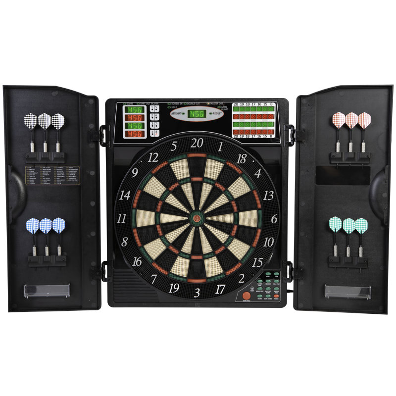 Black Electronic Dartboard with Cabinet and LED Display