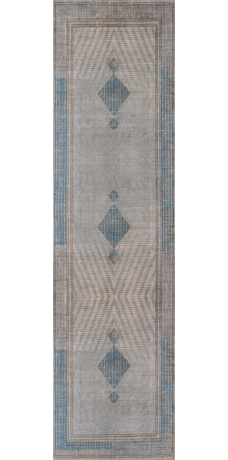 Favager Blue Light Brown Oriental Rug, Runner 2'3" x 7'6"